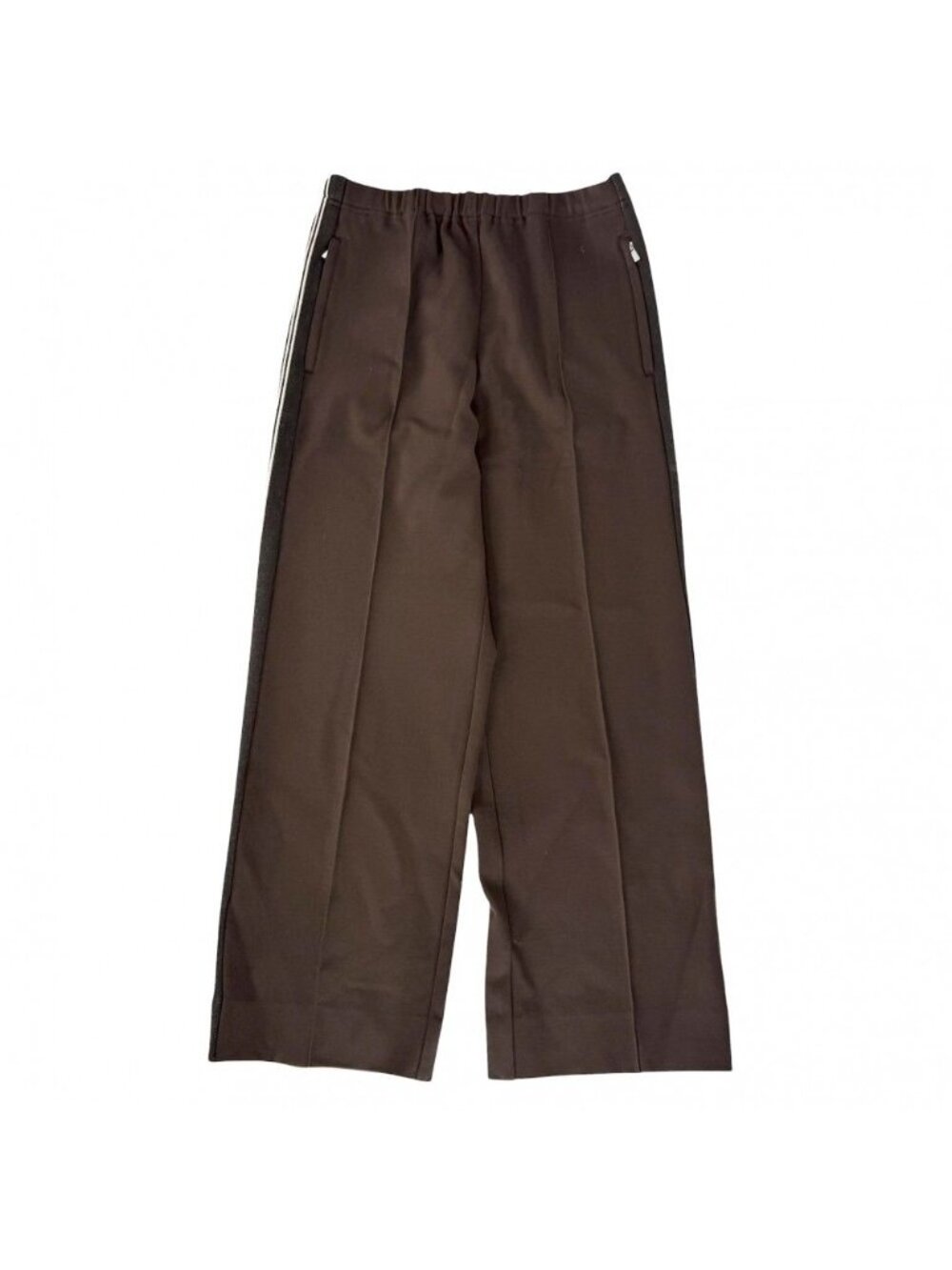 Miu Miu Pants Jersey Back Logo Bottom Side Line 38 Brown Rayon Nylon
